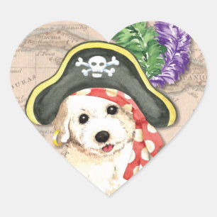 Adesivo Coração Pirata de Bichon Frise