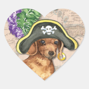 Adesivo Coração Pirata do Dachshund