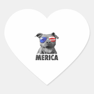 Adesivo Coração Pit Bull 4 de julho Merica Men American Flag Sung