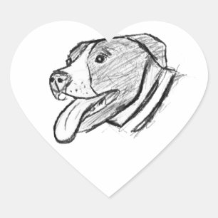 Adesivo Coração pitbull desenho à mão foto cachorro amante de anim