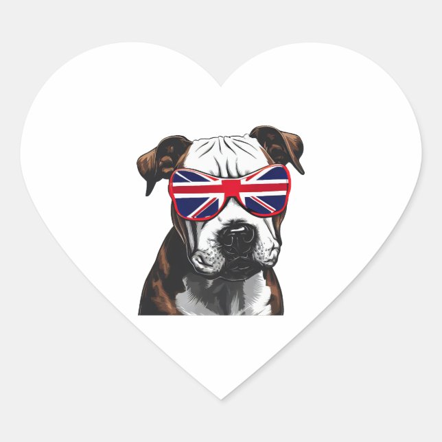 Adesivo Coração Pitbull Excelente Inglaterra (Frente)