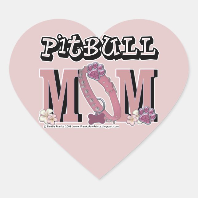 Adesivo Coração Pitbull MOM (Frente)