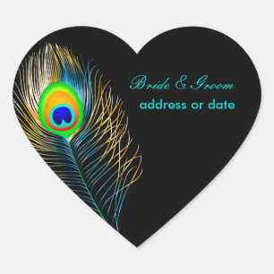 Adesivo Coração PixDezines Pizzazz Peacock Feather/cor seca