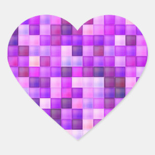 Adesivo Coração Pixels cor-de-rosa Padrão quadrado