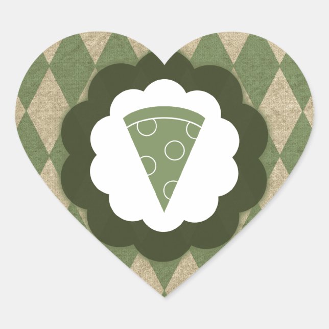 Adesivo Coração pizza vintage (Frente)