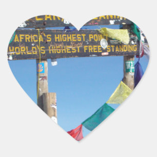 Adesivo Coração Placa indicativa no cume do Kilimanjaro Quênia