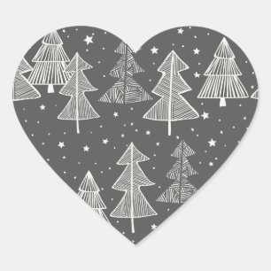 Adesivo Coração Placas Alcalinas Manuscritas Árvores de Natal Nas