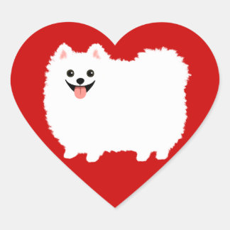 Adesivo Coração Pomerânia Branco Feliz