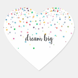 Adesivo Coração Pontos de Confetti Amarelo Amarelo Vermelho Verde 