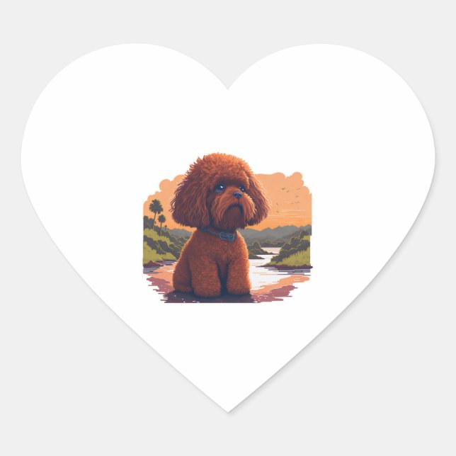 Adesivo Coração Poodle de Brinquedo (Frente)