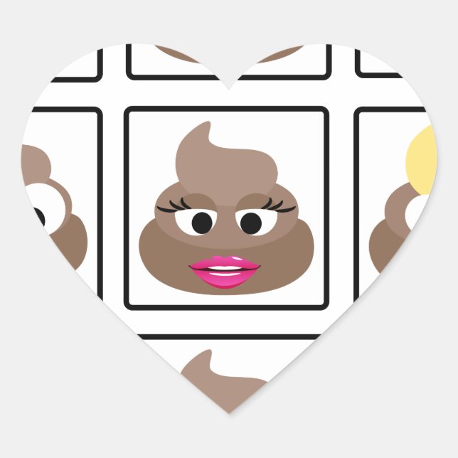 Adesivo Coração Poop Muitos Rostos (Frente)