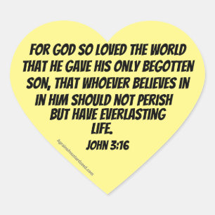 Adesivo Coração Por Deus tão amado pelo mundo John 3:16