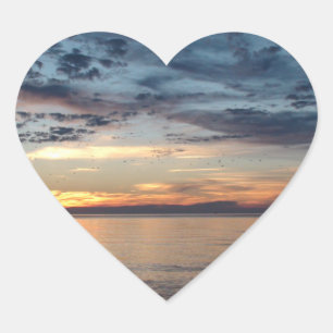 Adesivo Coração Pôr do sol sobre a praia e o viciado em fotos do o