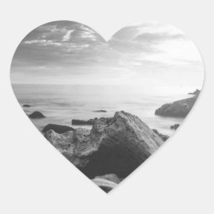 Adesivo Coração Praia de Corona Del Mar, Preta e Branca