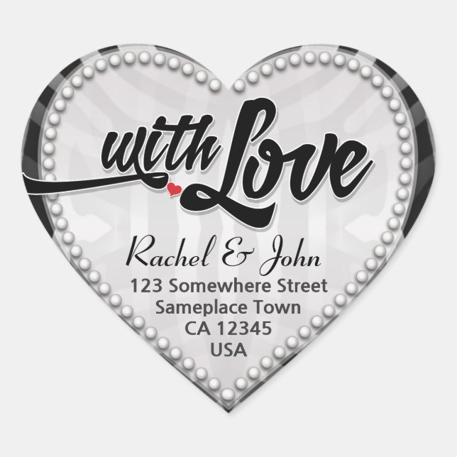 Adesivo Coração Prata Negra Tribal Zebra com Vinheta Cardíaca (Frente)