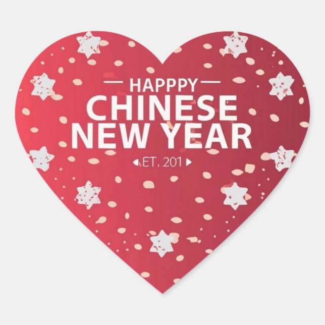 Adesivo Coração presente de Ano Novo Chinês (Frente)