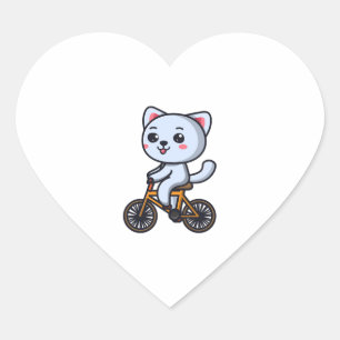 Adesivo Coração Presentes de design de Gato de Bicicleta de Gato p