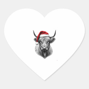 Adesivo Coração Presentes de Natal da Vaca Highland de Bebê Fofo S