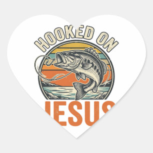 Adesivo Coração Preso a Jesus Fé em Pesca de Bass Vintage