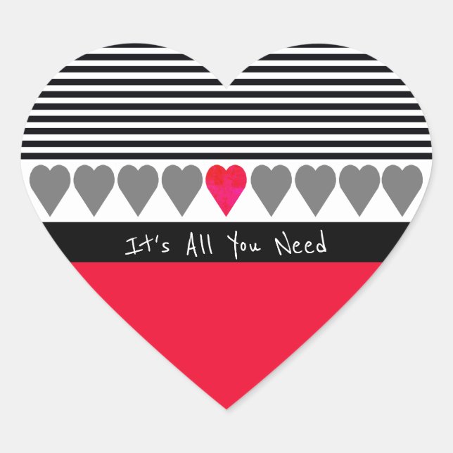 Adesivo Coração Preto E Branco (Frente)