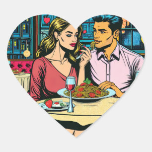 Adesivo Coração Primeira Data   Janto Spaghettis