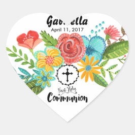 Adesivo Coração Primeira Sagrada Flor Comunitária | Autocolante