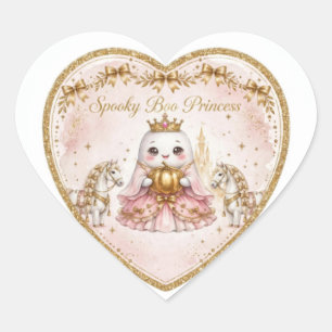 Adesivo Coração Princesa Coquette Spooky Boo de Halloween