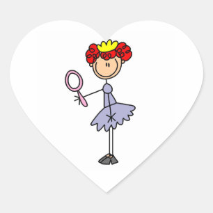 Adesivo Coração Princesa de Cabelo Vermelho