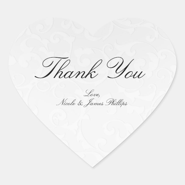 Adesivo Coração Princesa White Damask Storybook Elegant Weding (Frente)