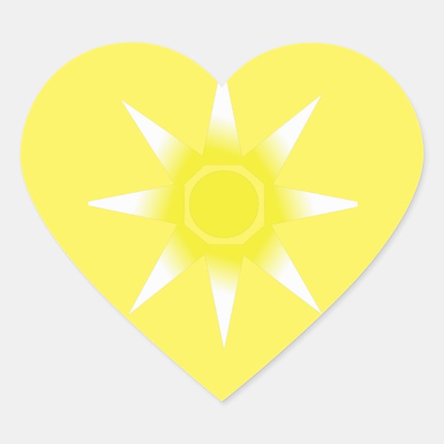 Adesivo Coração Produto Sun magico branco amarelo (Frente)