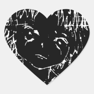 Adesivo Coração projeto preto diário do manga do anime