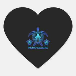 Adesivo Coração Puerto Vallarta Meco Ocean Tartaruga Azul