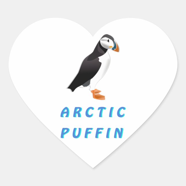 Adesivo Coração Puffin Ártico (Frente)