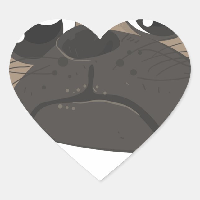 Adesivo Coração Pug e café (Frente)