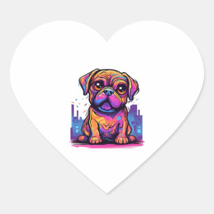 Adesivo Coração Pug Grafite Pug Proprietário Pug Lover