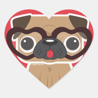 Adesivo Coração Pug Heart Sticker