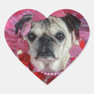 Adesivo Coração Pug Namorados Heart Stickers