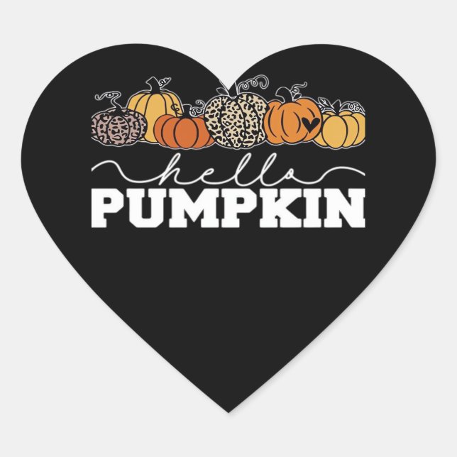 Adesivo Coração Pumpkin Leopard Fall Women Fall Cute Autumn Season (Frente)