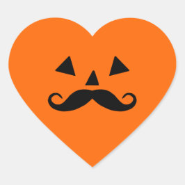 Adesivo Coração Pumpkin Mustache Halloween