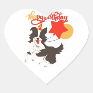 Adesivo Coração Puppy Birthday
