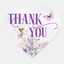 Adesivo Coração Purple Floral Fairy Thank You