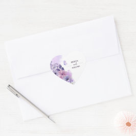 Adesivo Coração Purple Floral Wedding Heart Sticker
