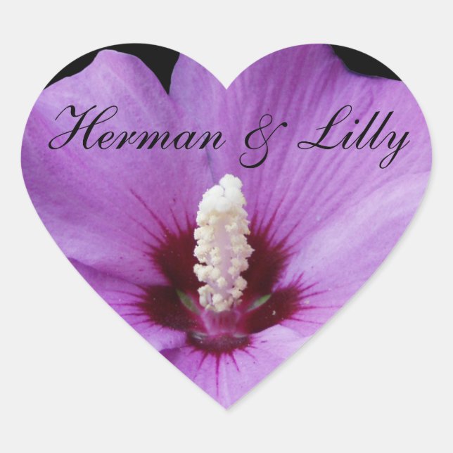 Adesivo Coração Purple Lily Para Cima Próximo Casamento Personaliz (Frente)