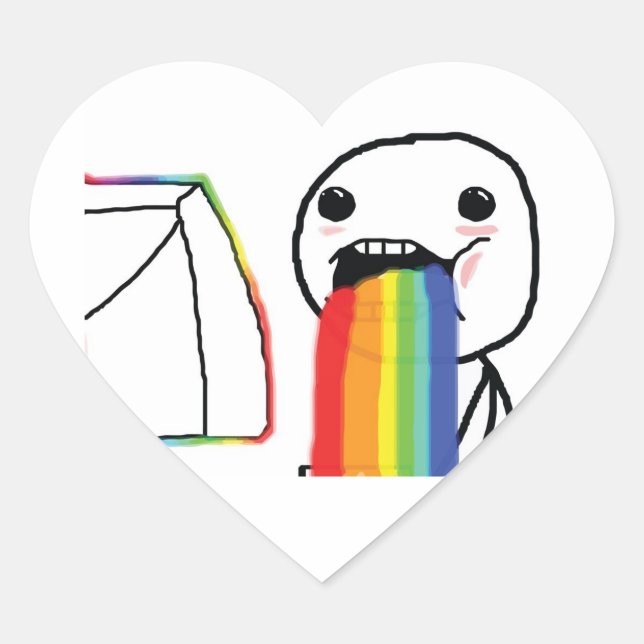 Adesivo Coração Puxando arco-íris (Frente)