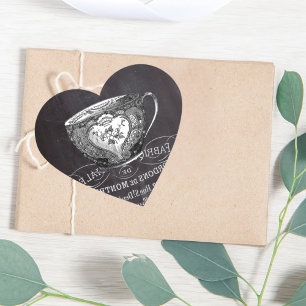 Adesivo Coração Quadro Alice no teacup do tea party do país das