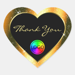 Adesivo Coração Quadro brilhante Nobre Laranja Obrigado com Logoti
