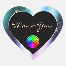 Adesivo Coração Quadro de Brilhante de Teto Roxo Obrigado com Logo