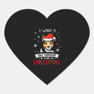 Adesivo Coração Quero O Natal É Um Rato Terrier Santa Hat
