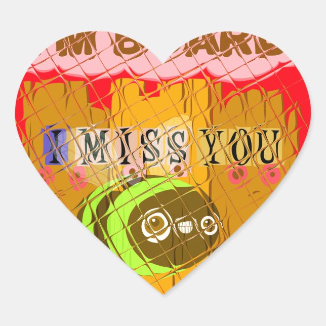 Adesivo Coração Quirky Bee Art Impressão (Frente)