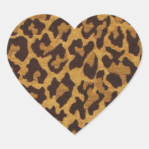 Adesivo Coração RAB Rockabilly Estampa de Leopardo Marrom Dourado